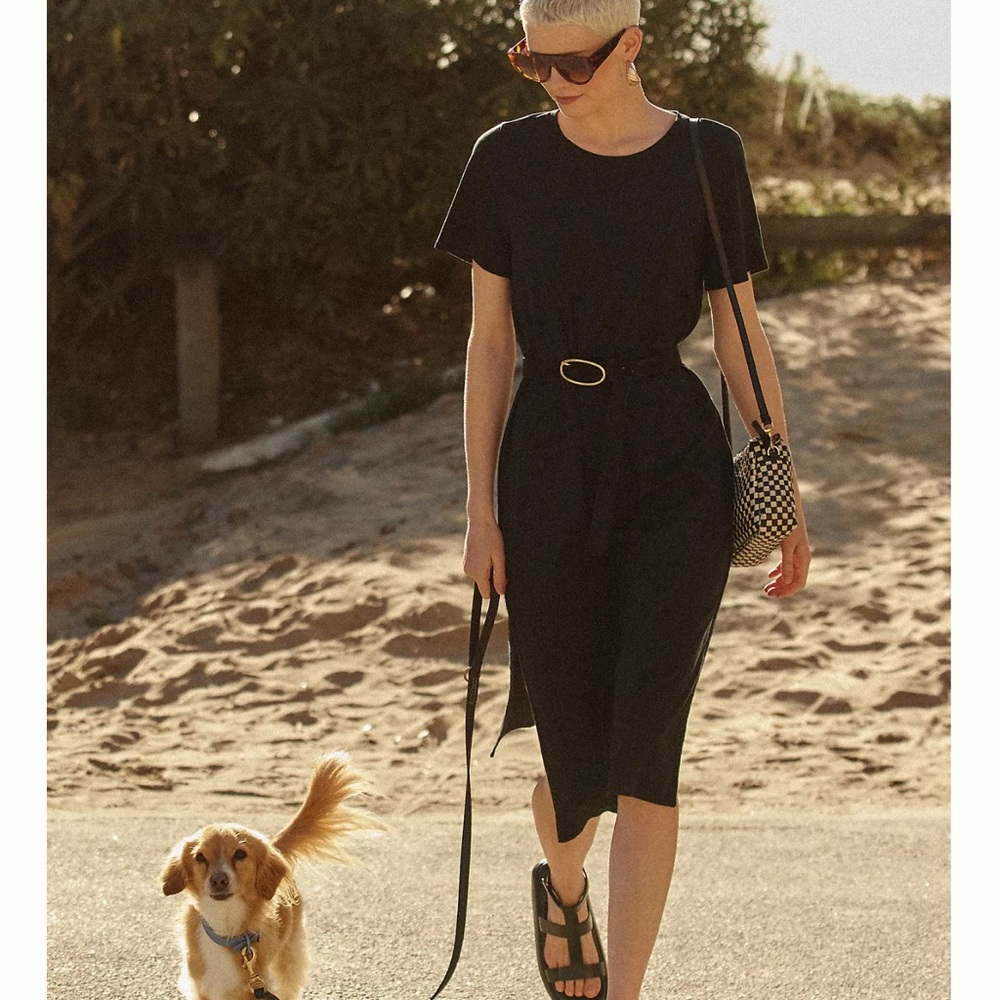 Anthropologies daily practice black dress. Size small